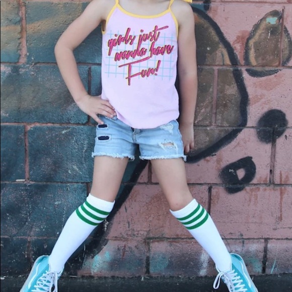 GIRLS JUST WANNA HAVE FUN TERRY TIE TANK - Picture 3 of 5